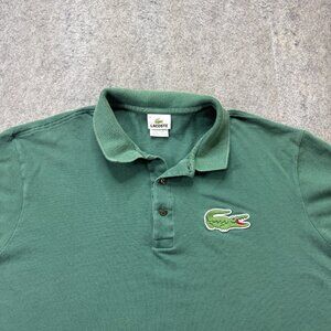 Lacoste Polo Shirt Men 9 Green Solid Classic Fit Big Croc 51" x 27"